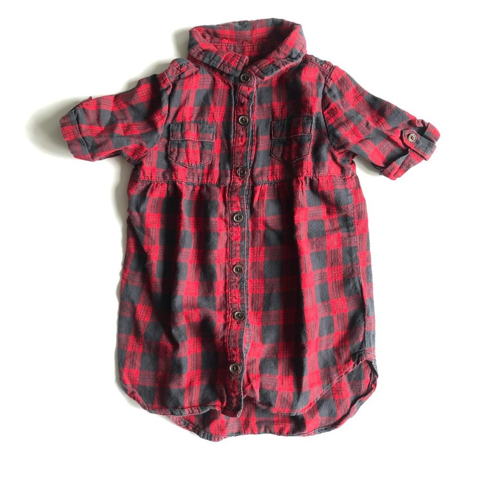 OLD NAVY Red Plaid Short Sleeve Dress